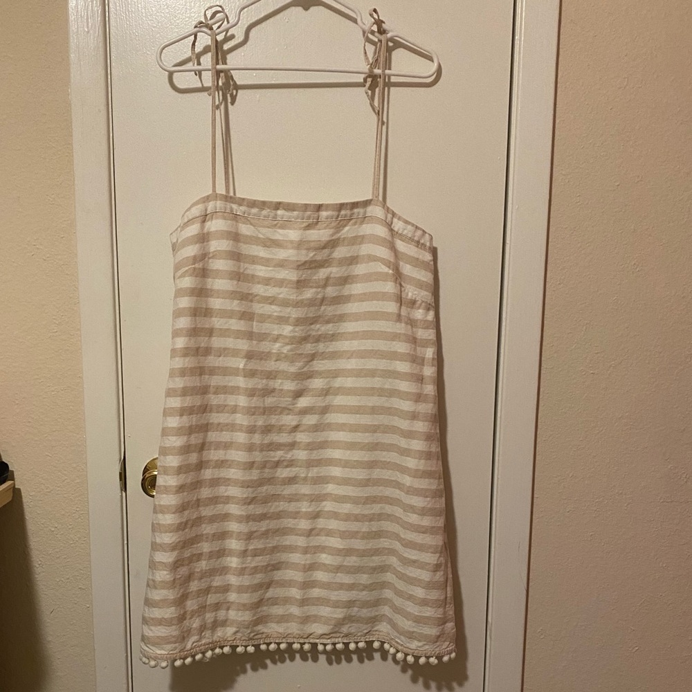 J. Crew Striped Summer Dress - Size Large - Cream/Beige